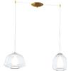 TopLight SOSPENSIONE OTTONE SAT. 2 LUCI SPOSTABILE VETRI ALPHA + BETA TRASPARENTI 1176OS-S2 S AB-TR