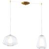 TopLight SOSPENSIONE OTTONE SAT. 2 LUCI SPOSTABILE VETRI ALPHA + GAMMA TRASPARENTI 1176OS-S2 S AG-TR
