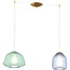 TopLight SOSPENSIONE OTTONE SAT. 2 LUCI SPOSTABILE VETRI ALPHA VE + BETA BL 1176OS-S2 S AB-MC