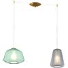 TopLight SOSPENSIONE OTTONE SAT. 2 LUCI SPOSTABILE VETRI ALPHA VE + GAMMA AM 1176OS-S2 S AG-MC