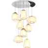 TopLight SOSPENSIONE CROMO 8 LUCI TONDA VETRI 2X ALPHA + 3X BETA + 3X GAMMA AMBRA 1176CR-S8 T ABG-AM
