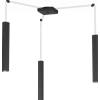 TopLight SQUARE TUBE SOSPENSIONE 3 LUCI NERO CAVO CM.250 CON BASE 1173-S3-NE