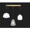 TopLight SOSPENSIONE OTTONE SAT. 3 LUCI RETTANGOLARE VETRI ALPHA TR + BETA TR + GAMMA FU 1176OS-S3 R ABG-TF