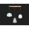 TopLight SOSPENSIONE OTTONE SAT. 3 LUCI RETTANGOLARE VETRI ALPHA VE + BETA BL + GAMMA FU 1176OS-S3 R ABG-MC