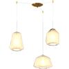 TopLight SOSPENSIONE OTTONE SAT. 3 LUCI SPOSTABILE VETRI ALPHA + BETA + GAMMA AMBRA 1176OS-S3 S ABG-AM