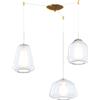 TopLight SOSPENSIONE OTTONE SAT. 3 LUCI SPOSTABILE VETRI ALPHA + BETA + GAMMA TRASPARENTI 1176OS-S3 S ABG-TR