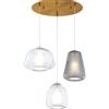 TopLight SOSPENSIONE OTTONE SAT. 3 LUCI TONDA VETRI ALPHA TR + BETA TR + GAMMA FU 1176OS-S3 T ABG-TF