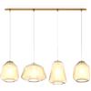 TopLight SOSPENSIONE OTTONE SAT. 4 LUCI RETTANGOLARE VETRI ALPHA + 2X BETA + GAMMA AMBRA 1176OS-S4 R ABG-AM