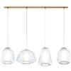 TopLight SOSPENSIONE OTTONE SAT. 4 LUCI RETTANGOLARE VETRI ALPHA + 2X BETA + GAMMA TRASPARENTI 1176OS-S4 R ABG-TR
