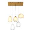 TopLight SOSPENSIONE OTTONE SAT. 5 LUCI RETTANGOLARE VETRI (ALPHA AM) (BETA AM + TR) (GAMMA TR + AM) 1176OS-S5 R ABG-TA