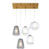 TopLight SOSPENSIONE OTTONE SAT. 5 LUCI RETTANGOLARE VETRI (ALPHA TR) (BETA 2X TR) (GAMMA 2X FU) 1176OS-S5 R ABG-TF