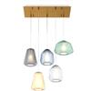 TopLight SOSPENSIONE OTTONE SAT. 5 LUCI RETTANGOLARE VETRI (ALPHA VE) (BETA TR + BL) (GAMMA FU + AM) 1176OS-S5 R ABG-MC