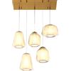 TopLight SOSPENSIONE OTTONE SAT. 5 LUCI RETTANGOLARE VETRI 1X ALPHA + 2X BETA + 2X GAMMA AMBRA 1176OS-S5 R ABG-AM