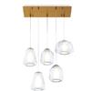 TopLight SOSPENSIONE OTTONE SAT. 5 LUCI RETTANGOLARE VETRI 1X ALPHA + 2X BETA + 2X GAMMA TRASPARENTI 1176OS-S5 R ABG-TR