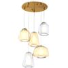 TopLight SOSPENSIONE OTTONE SAT. 5 LUCI TONDA VETRI (ALPHA AM) (BETA TR + AM) (GAMMA TR + AM) 1176OS-S5 T ABG-TA