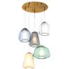 TopLight SOSPENSIONE OTTONE SAT. 5 LUCI TONDA VETRI (ALPHA VE) (BETA TR + BLU) (GAMMA FU + AM) 1176OS-S5 T ABG-MC