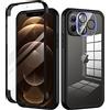 seacosmo Cover per iPhone 12 Pro, [9H HD] Integrata Vetro Temperato Schermo e Pellicola Fotocamera 360 Gradi Antiurto Custodia, Rugged Protezione Slim Case per iPhone 12 Pro 6.1", Nero