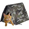 Tsuchiya Casetta per gatti per esterni, resistente all'inverno, impermeabile, resistente alle intemperie, per animali domestici, per esterni, con tappetino rimovibile, pieghevole, per cani di piccola taglia e