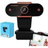 SENZZ Webcamera Live Stream- Webcam USB Per PC Regolabile Con Microfono, Webcam Software, Webcam Video Full HD Per Laptop Per Videochiamate Zoom/Skype/Teams