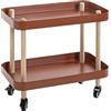HAKU Tavolino con rotelle in legno massello naturale e metallo rosso corallo Tavolino da salotto con rotelle - Dimensioni: L 50 x A 47 x P 30 cm Stile: Moderno