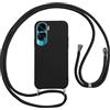 Vauki Cover per Cordino con Collana per Honor 90 Lite 5G 6.7, Custodia Silicone Morbido con Corda, Case Tracolla Antiurto con Necklace Regolabile per Honor 90 Lite, Nero