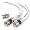 G-PLUG Kit cavo coassiale TV RG6 con connettori - Antenna TV digitale, cavo Internet ad alta velocità, cavo di prolunga - doppia guarnizione in gomma impermeabile e connettori a compressione bianco