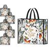 NymphFable 5 Pezzi Tote Bag Riutilizzabili Farfalle Colorate Sacchetti Spesa Grande Borsa Spesa Donna
