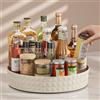Ollimy Lazy Susan, Portaspezie Girevole A 360°, Vassoio Ripiano Girevole per Frigo, Porta Spezie, Organizer da Cucina, Vassoio Girevole Portaoggetti Per Spezie,Bottiglie (Bianco)