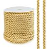 LTHERMELK 25m Corda Intrecciata in Nylon, Cordino Decorativo Intrecciato da 5 mm, 3 Strati Filo di Nylon Spessa per Casa Tappezzeria Abbellire i Costumi Fermatenda, Oro