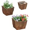 Relaxdays Vaso da Fiori Set da 3 Fioriere in Fibra di Cocco, Vasi Quadrati Portapiante, 3 Misure, Interni e Esterni, Marrone Naturale