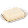 Relaxdays Portaburro con Coperchio, Burriera in Acciaio Inox e Plastica 250 g di Burro 5,5x18x11 cm, Argento Trasparente