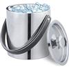 Relaxdays cubetti Secchiello per Il Ghiaccio, Contenitore a Doppia Parete, Cestello con Coperchio e Manico, 1,5 Litri, Argentato, 1,5 l