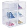 Relaxdays Set 6 Scatole di Plastica per Scarpe Fino al N. 48, Scarpiera con Box Impilabili, Shoe Organizer, Trasparenti, 21 x 28 x 36 cm