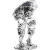 DRW Figura di alcuni bambini con ombrello in resina bianca perlato e argento 14,5x9,5x25,5 cm 14,5x9,5x25,5 cm