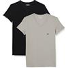 Emporio Armani Uomo 2-Pack V Neck T-Shirt Essential Core Logoband T-Shirt, Nero Grigio, S