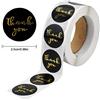 kissral 500 Pezzi Grazie Adesivi 1 inch Nero Rotonde Autodesivo Thank You Sticker con Lamina d'oro Grazie Adesive Etichette per Decorazioni Buste Sigilli Fai da Te Ringraziamento
