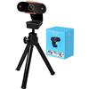 SENZZ Webcamera Live Stream- Webcam USB Per PC Regolabile Con Microfono, Webcam Software, Webcam Video Full HD Per Laptop Per Videochiamate Zoom/Skype/Teams