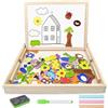 Lectorias 120 Pezzi Puzzle Magnetico Legno con Lavagna a Double Face, Educativi Puzzle Regalo Bambini, Giochi Montessori, Giochi Puzzle, Lavagna Magnetica Animali Giocattolo per Bambino, Bambina