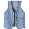 LApooh Gilet Di Jeans Da Donna Senza Maniche, Scollo A V Abbottonato Gilet Di Jean Leggero Giubbotto Di Jeans Casual Da Donna Camicia Aperta Sul Davanti Corta Cappotti,Azzurro,Xl