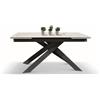 Tavolo BEVERLY HILLS in vetroceramica effetto marmo statuario e metallo antracite, allungabile 160×90 cm - 240×90 cm