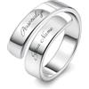 OTXIXTO Personalizzato Anello 925 Argento Sterling Nome/Data Inciso Pietre Personalizzate per Donne Amico Matrimonio Fidanzamento Impilabile Fascia Regolabile Anello di Promessa