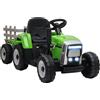 HOMCOM Trattore Elettrico per Bambini 3-6 Anni con Rimorchio Rimovibile, Batteria 12V e Telecomando, Verde|Aosom