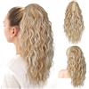 PORSMEER 46 cm 18 Pollici bionda mista bionda chiara Coda Capelli Extension Ricci con Pinza,Posticcio per Capelli Coda Mossa Extension Coda Capelli Lunga Ondulati Mossi per Donna