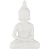 Relaxdays Statua Buddha Seduto, Scultura Alta 18 cm, Figura Decorativa, Statuetta da Giardino, Ceramica Antigelo, Bianco