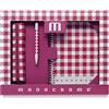 Pigna, set regalo MONOCROMO PATTERN, gift box (astuccio, quaderno spiralato, penna), fucsia