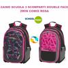 ZAINO SCUOLA 3 SCOMPARTI DOUBLE FACE 2WIN COMIX ROSA
