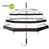 SMATI Ombrello Banda Cupola Trasparente ? Righe Bianco e Nero - Antivento - Auto