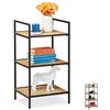relaxdays Mobili Home Studio, Libreria Nera Metallo, 3 Ripiani in Bambù, Scaffale da Terra, 71x39x32,5 cm, Marrone Nero