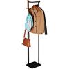 Relaxdays Attaccapanni in Metallo e Legno, Moderno, 3 Ganci & Asta Appendiabiti, Guardaroba, 173x30x25 cm, Nero-Marrone