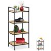 relaxdays Mobili Home Studio, Libreria Nera Metallo,4 Ripiani in Bambù, Scaffale da Terra, 95x39x32,5 cm, Marrone Nero